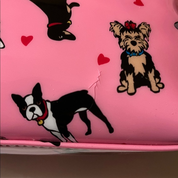 NWT Flawed Plastic Marc Tetro Dog Print Cosmetic Bag Black Fabric Lining Red ❤️ - Picture 8 of 9